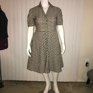 eShakti Black and Cream Houndstooth Dress